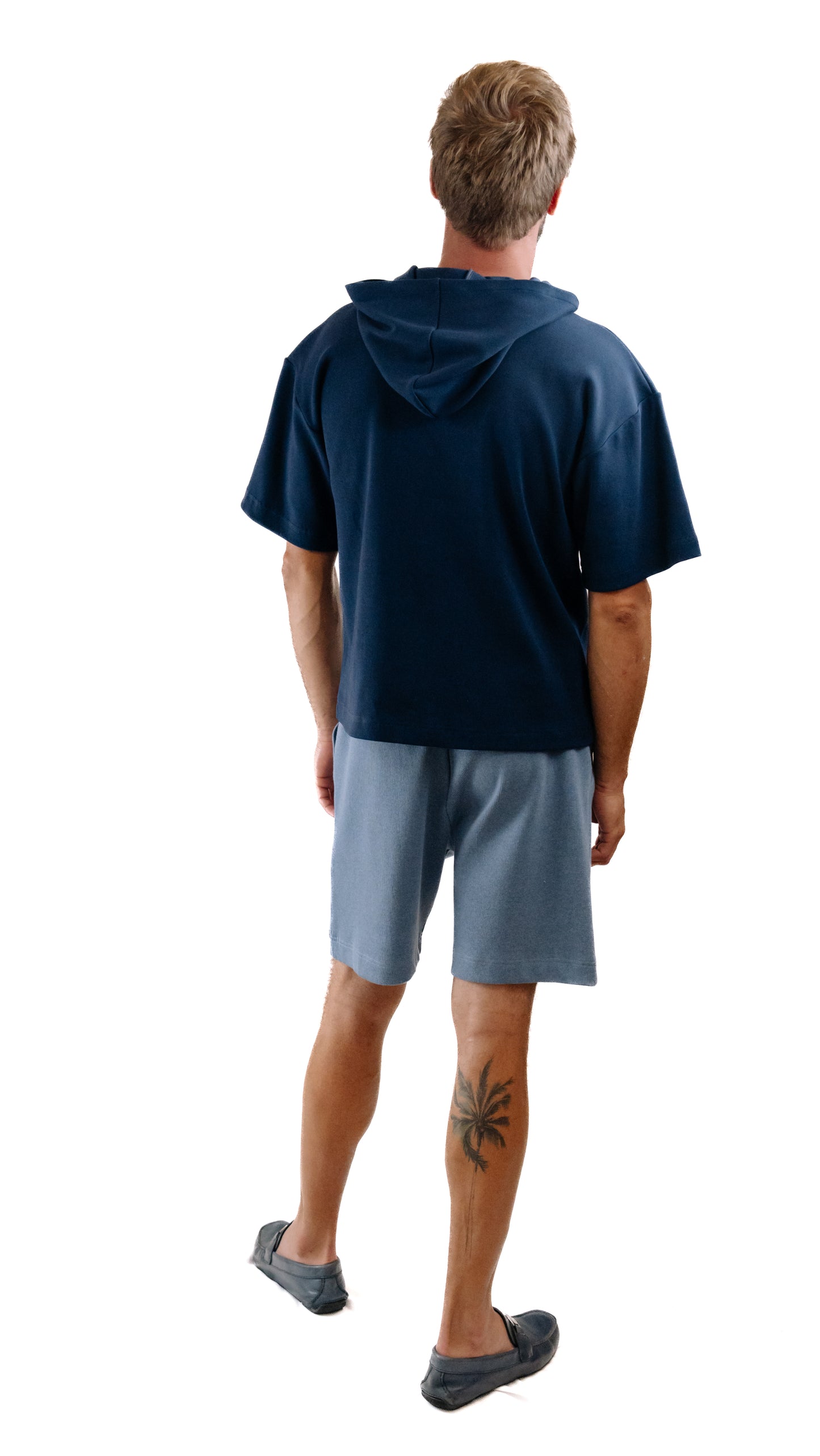 Blue and Navy Hooded Shorts Set