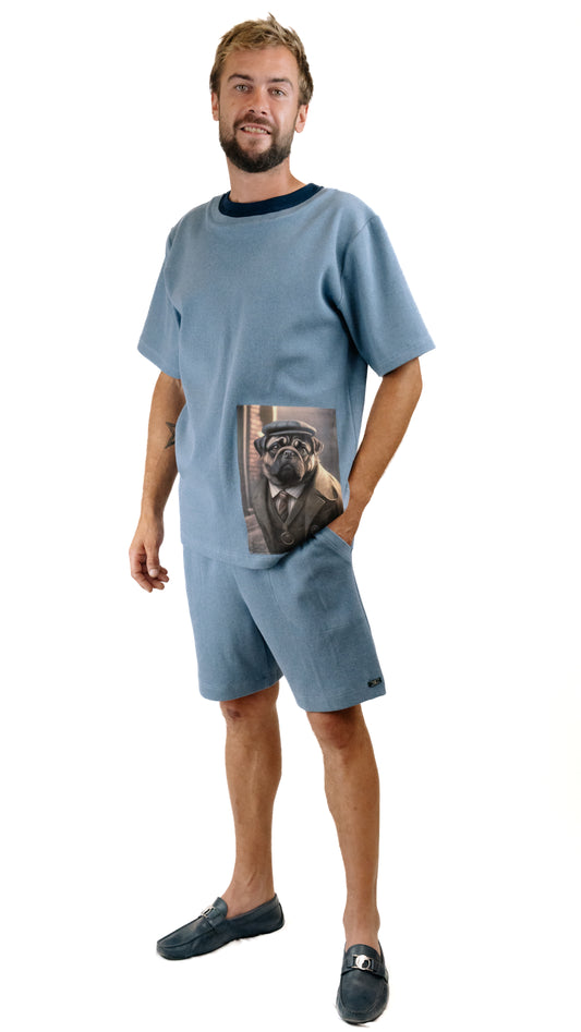 Blue Men's Shorts Set